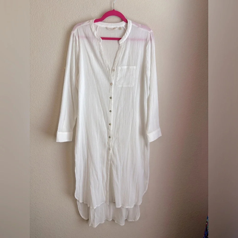 Soft Surroundings Button Down Midi Shirtdress Cov… - image 1